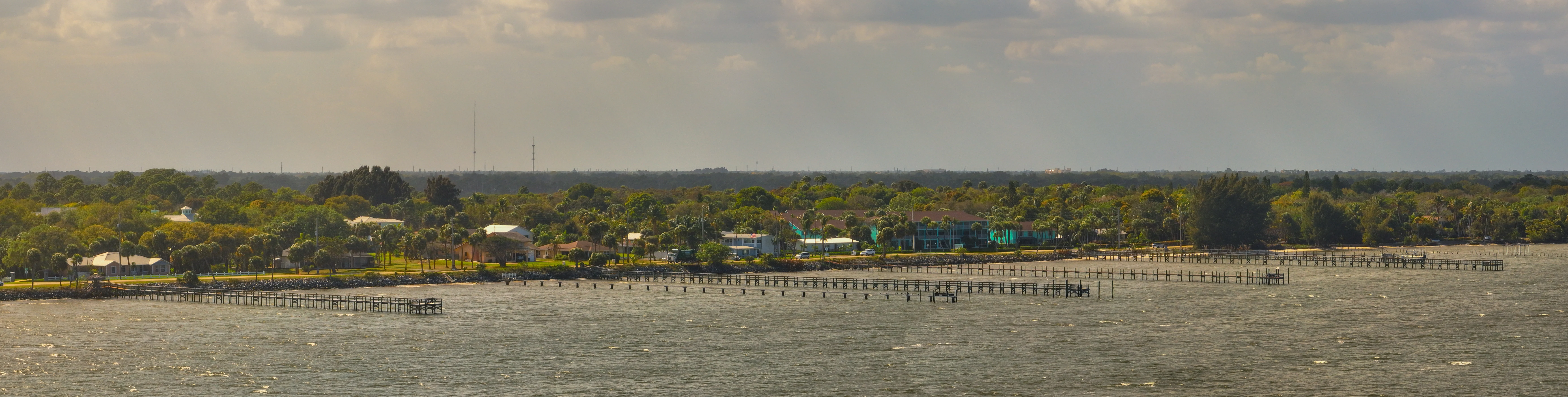 Aerial view of waterfront homes along the Treasure Coast